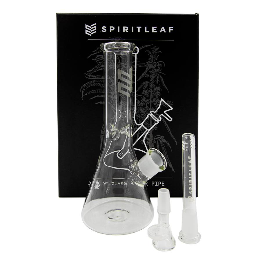 9" Spiritleaf Glass Water Pipe - Clear